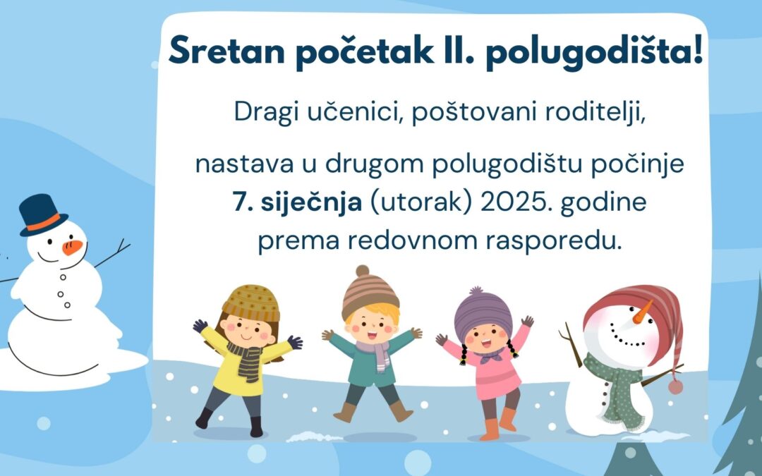 Od 7. siječnja 2025. godine Škola započinje s primjenom Protokola o kontroli ulaska i izlaska u školskim ustanovama